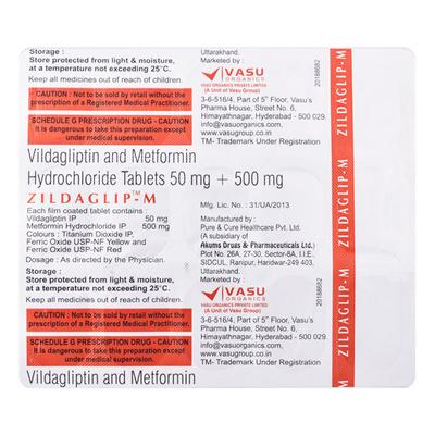 ZILDAGLIP M Tablet 15's - Diabetes-Ant