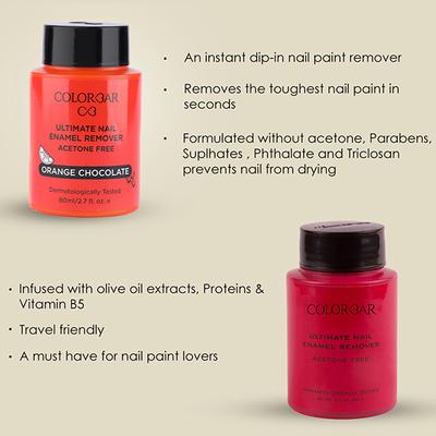 Colorbar Ultimate Nail Enamel Remover - Acetone Free Orange Chocolate - 80ml - Nail Polish Remover