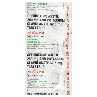 Zefu CV 250mg Tablet 6'S - Bacterial Infections-Cep