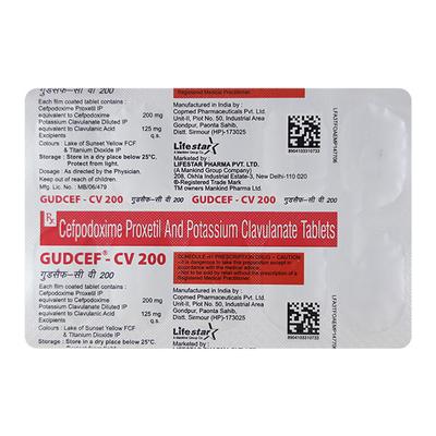 Gudcef CV 200mg Tablet 10'S - Bacterial Infections-Cep