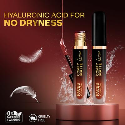 Faces Canada Comfy Matte Wow Liquid Lipstick - Nude Nector 08 3.8 ml - Liquid Lipsticks