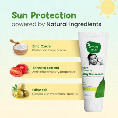 Mother Sparsh Natural Baby Sunscreen Lotion With Spf 30+ For Uva & Uvb Protection 100 ml - Face Sunscreen