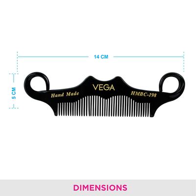 Vega Moustache Comb for Men, Pocket-Size Comb for Hair, Groom Your Beard (VC2HMBC-198) 2's - Hair Combs