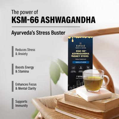 Bargad KSM-66 Ashwagandha Honey Sticks - Vanilla Flavour 7's - Speciality Medicines