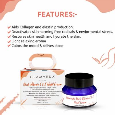 Glamveda Blush Vitamin C and E Night Cream 50 ml - Face Moisturizers