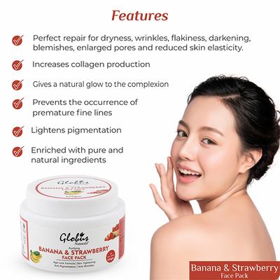 Globus Naturals Purifying Banana & Strawberry Anti Aging Face Pack 125 gm - Face Packs
