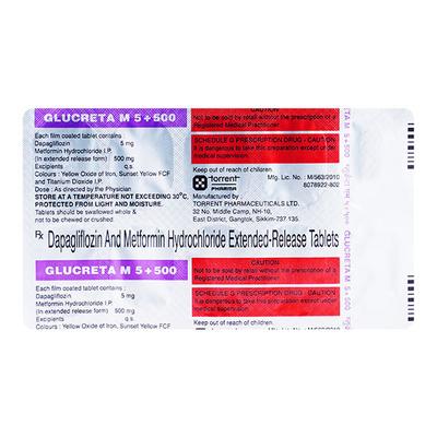 GLUCRETA M 5 + 500 Tablet 10's - Diabetes-Ant