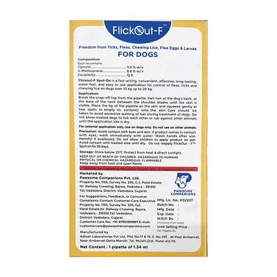 FLICKOUT F SPOT ON (VET) FOR DOGS 10-20KG Liquid 1.34ml - General-P