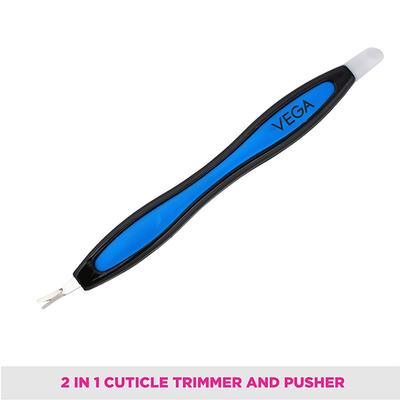 Vega Soft Touch Cutical Trimmer and Pusher, Black, Blue 2's - Tweezers
