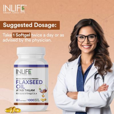 INLIFE Flaxseed Oil 1000 mg Softgel Capsule 60's - Omega Fish Oil Fatty Acids