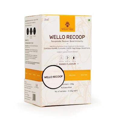WelloTree Wello Recoop Protein Powder - Mango Flavour (Pack Of 6 x 18g) 1s - Protein Drink
