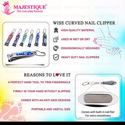 Majestique Wide Curved Nail Clipper, Professional Stainless Steel -Color May Vary 1's - Callus Shavers & Stones