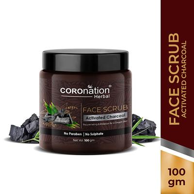 COROnation Herbal Activated Charcoal Face Scrub 100 gm - Scrubs & Exfoliants