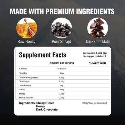 Bargad Himalayan Shilajit Honey Sticks - Dark Chocolate Flavour 7's - Speciality Medicines