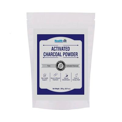 Healthvit Activated Charcoal Rejuvenates Skin and Hair, Detoxifies, Helps with Digestion Powder 250 gm - General Health