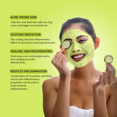 Berina Go Glow By Berina Cucumber with Olive Oil & Vitamin E Face Pack 500 ml - Face Packs