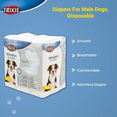 Trixie Diapers For Male Dogs Disposable M to L (40 to 60cm) 12's - Pet accessories
