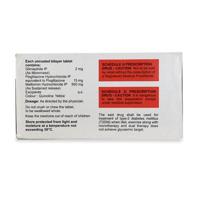 Glimser P 2/500/15mg Tablet 15'S - Diabetes-Ant