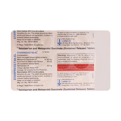 STARPRESS T XL 50mg Tablet 15's - Hypertension-Ang
