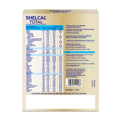 SHELCAL TOTAL NO ADDED SUGAR DARK CHOCOLATE FLAVOUR Powder 200g - Multi-Vitamins