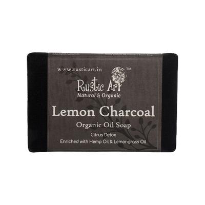 Rustic Art Organic Handmade Lemon Charcoal Soap 100 gm - Soaps