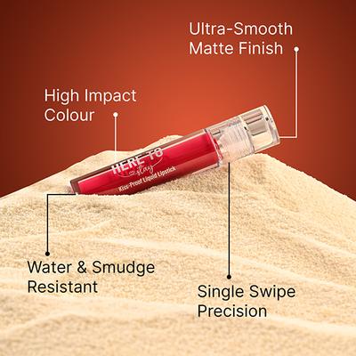 Swiss Beauty Here To Stay Liquid Matte Lipstick With Kiss-Proof Formula Infused With Vitamin E Cashmere Red 3 ml - Liquid Lipsticks