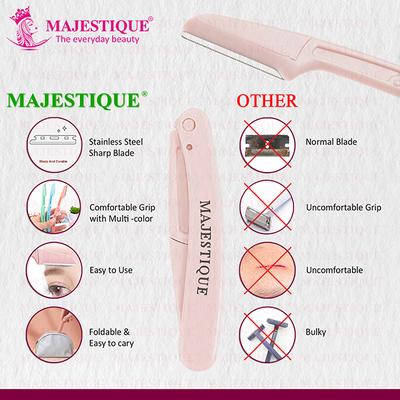 Majestique Foldable and Reusable Facial Hair Razor for Face, Eyebrows, Upper Lip - Multicolor 1's - Cleansing Brushes