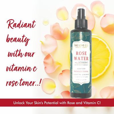 The Love Co. Vitamin C Rose Water Toner - Toner for Open Pores Tightening 200 ml - Toners