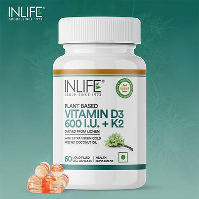 Inlife Vitamin D3 600 IU + K2 Vegan Liquid Capsule 60's - Multi-Vitamins