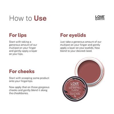 Love Earth Lip Tint & Cheek Tint Multipot-Kiss And Tell - Mauvish Pink 8 gm - Lip Stains & Tints
