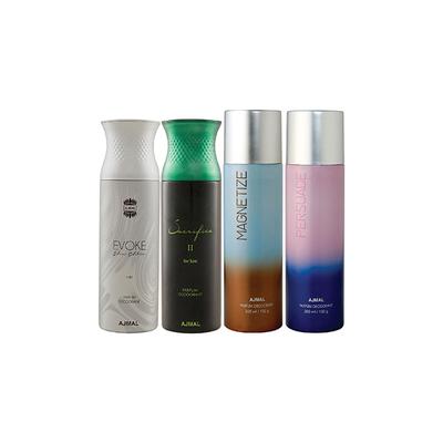 Ajmal 1 Evoke Silver Edition For Him, 1 Sacrifice II For Him, 1 Magnetize And 1 Persuade Deodorants Pack of 4 200 ml - Deodorants/Roll-Ons