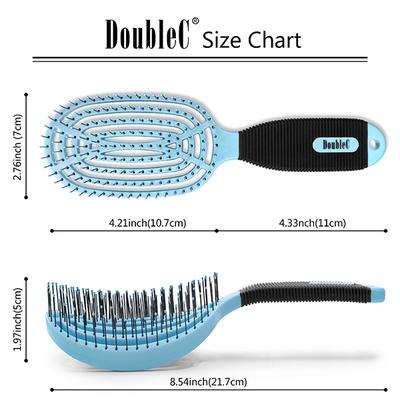 NuWay 4HAIR U.S. Patented Detangler Hair Brush for Men & Women - Sky Blue - Detangling DoubleC 1s 1's - Hair Brushes