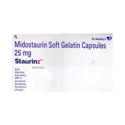 STAURINZ 25mg Soft Gelatin Capsule 28's - Cancer Oncology-Tar