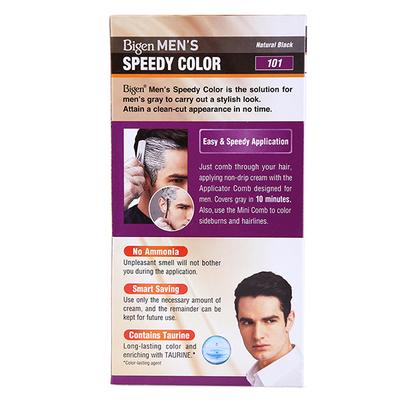 Bigen Men's Speedy Color No Ammonia - Natural Black 101 80gm - Crème