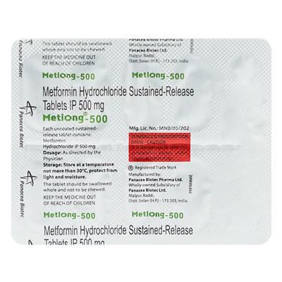Metlong 500mg Tablet 10'S - Diabetes-Ant