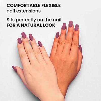 Faces Canada Ultime Pro Splash Instant Manicure - Mulberry , Press On Nail Extensions - 16 Pcs 1's - Nail Art