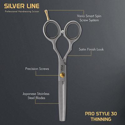 Vega Professional Pro Style 30 Thinning Silver Line Hairdressing Scissor (VPMSC-12) 1's - Grooming Kits