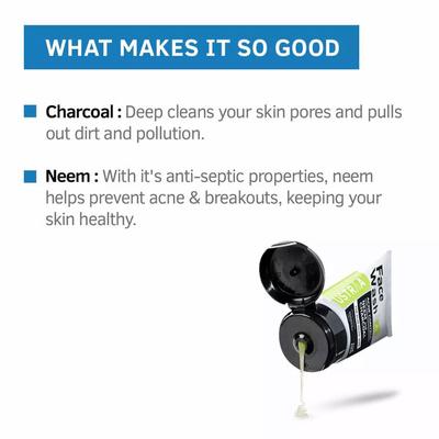 Ustraa Acne Control Face Wash - Neem & Charcoal for Acne Prone Skin 200gm - Face Wash & Cleansers