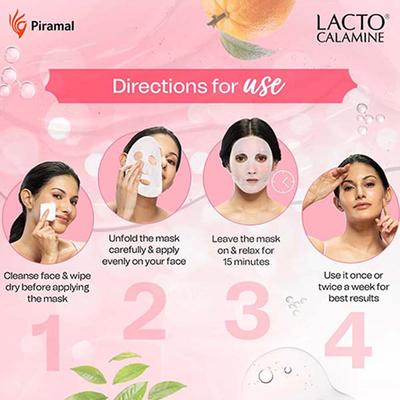 Lacto Calamine Hyaluronic Acid Face Sheet Mask Instant Hydration Glycolic Acid and D-Panthenol 30 gm - Sheet Masks