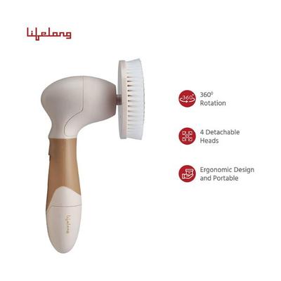 Lifelong Electric Portable Face Cleanser And Massager Brush With 4 Brush Heads LLM126 1's - Massagers