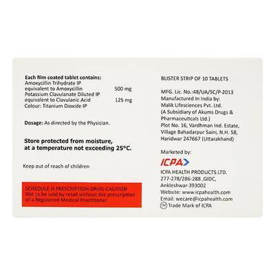 ICPAMOX CV 625 Tablet 10's - Bacterial Infections-Pen