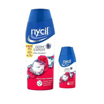 Nycil Germ Expert Powder - Cool Gulabjal 150 g (Free Cool Gulabjal 60 g) - Skin Infections - T