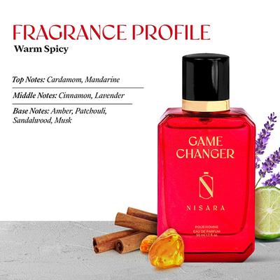 Nisara Game Changer Perfume Long-Lasting Fragrance Ambery Woody Fruity Eau De Parfum 50 ml - Men Perfumes (Edt/Edp)