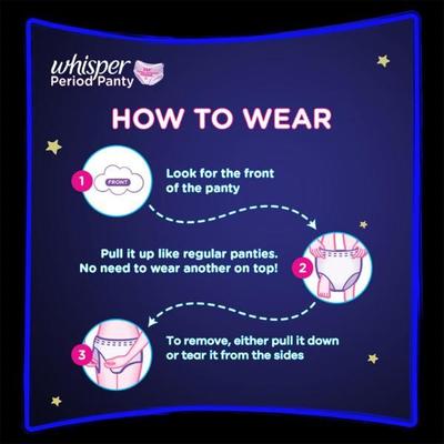 Whisper Super Absorbent Period Panty (M-L)(60-100 cm) 18's - Panty Liners