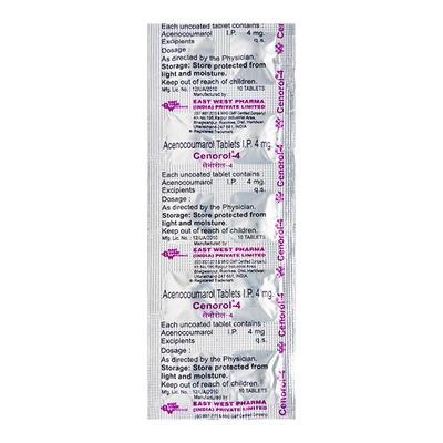 Cenorol 4mg Tablet 10'S - Blood Clot-Ant