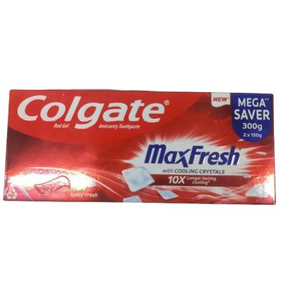 Colgate MaxFresh with Cooling Crystals Anticavity Toothpaste - Spicy Fresh (Pack Of 2 x150 gm) 1's - Toothbrushes