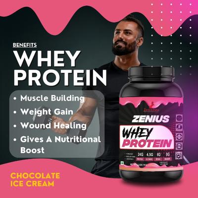 Zenius Whey Protein Powder - Chocolate Ice Cream Flavour 1 kg - Whey Proteins