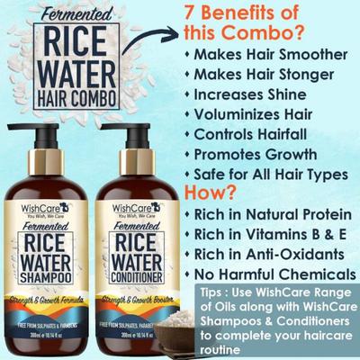 WishCare Fermented Rice Water Conditioner - Strength &rowth Formula - For Dry & Frizzy Hair - Free from Mineral Oils 300 ml - Conditioners