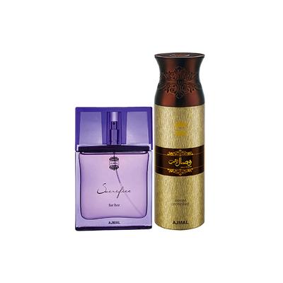 Ajmal Sacrifice For Her EDP Floral Musky Perfume And Wisal Dhahab Deodorant Fruity Floral Fragrance 250 ml - Perfumes (Edt/Edp)