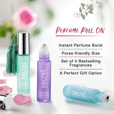 Secret Temptation Alcohol Free Perfume Roll On Gift Set for Women (10ml each) 4's - Body Mist/Spray